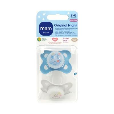 CHUPETE ORIGINAL NIGHT BRILLANTE SILICONA 2-6M AZUL (2 UNIDADES)