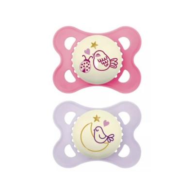 CHUPETE ORIGINAL NIGHT BRILLANTE SILICONA 2-6M ROSA (2 UNIDADES)