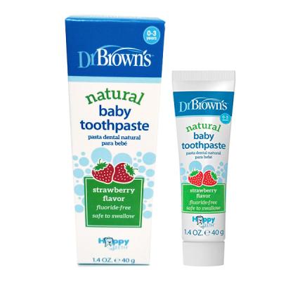  Dr. Brown's Paquete variado de pasta de dientes para bebé,  sabores de manzana de fresa y pera, sin flúor, fabricado en los Estados  Unidos, 0-3 años, paquete de 2 : Salud