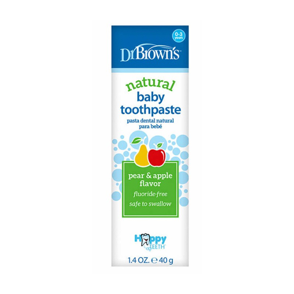 Dr. Brown's Pasta de dientes para bebés sin flúor, cuidado bucal para bebés  y niños pequeños, fresa, paquete de 3, 1.4 oz/40 g, 0-3 años